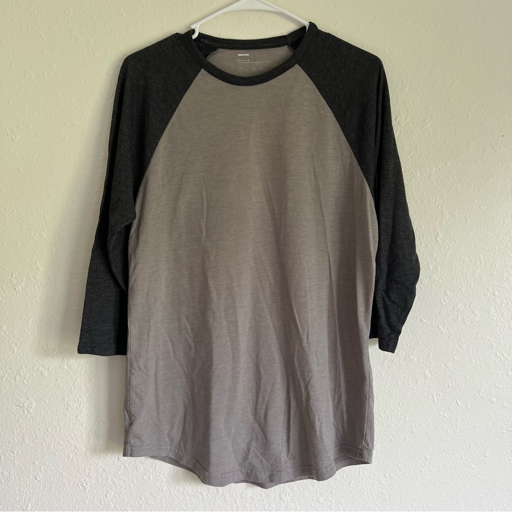 Size S Public Opinion Gray Baseball Tee
